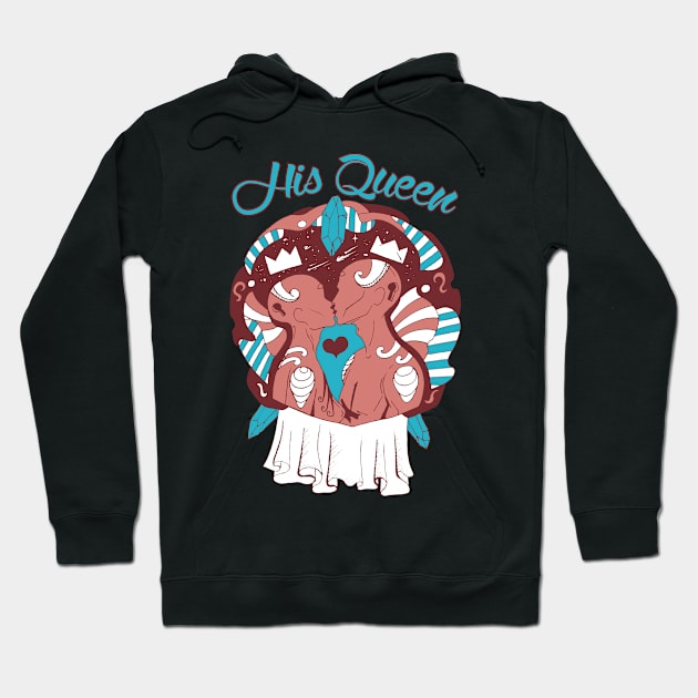 Coral Moonlit Lovers Kiss - His Queen Hoodie by kenallouis